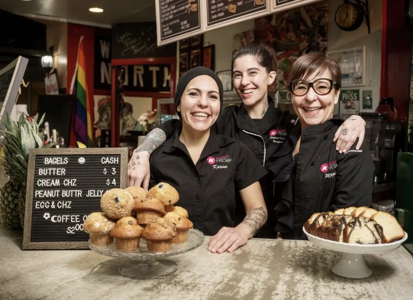 The Karine's team behind the counter